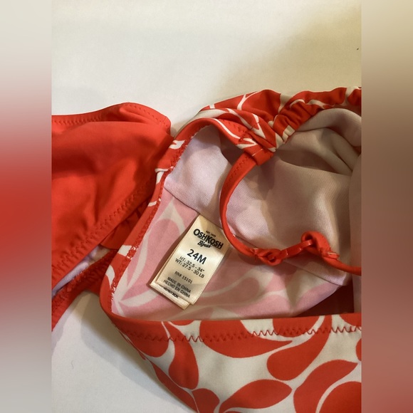 OSHKOSH BABY ORANGE AND WHITE HALTER BIKINI SWIMSUIT SZ.24M - Picture 5 of 9